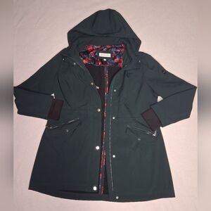 Eliza J Forest Green Hooded Utility Jacket